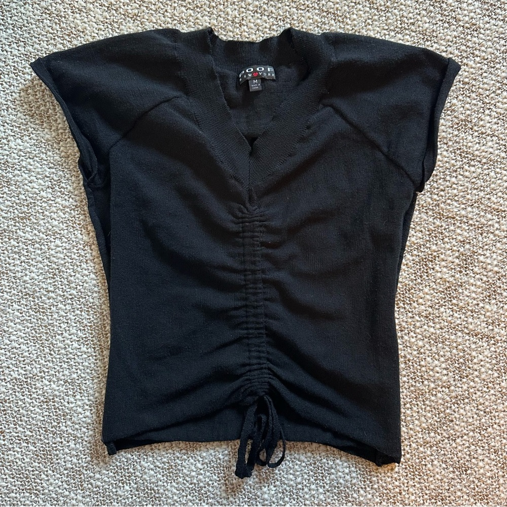 POOF NY Black Ruched Top